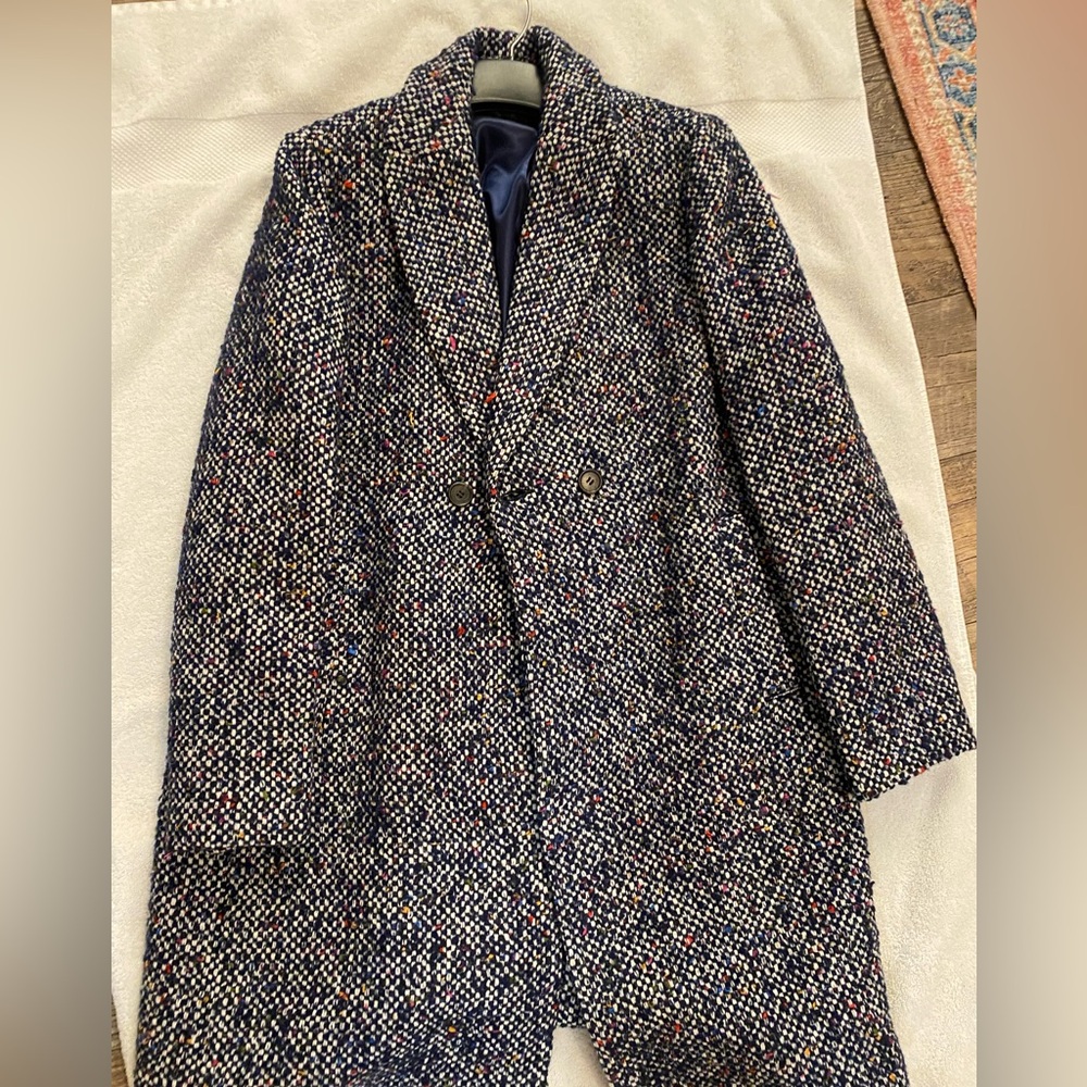 J.Crew Tweed Daphne Topcoat, Sz 4, Navy Blue, Used